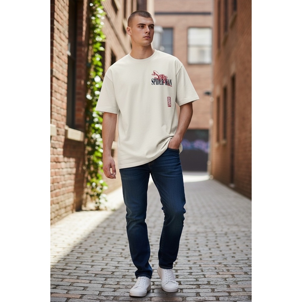 Marvel Spider Man Graphic‎ Tee Shirt Beige Adult Large